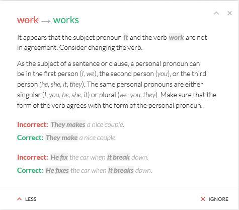 does grammarly work - business english success - screenshot